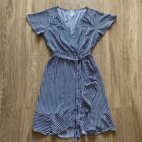 Dresses & Skirts - MOVING SALE - Striped Wrap Ruffle Dress